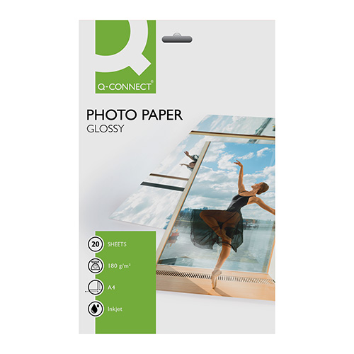 Fot&#243;pap&#237;r tintasugaras Q-CONNECT KF01103 A/4 180g 20&#237;v f&#233;nyes