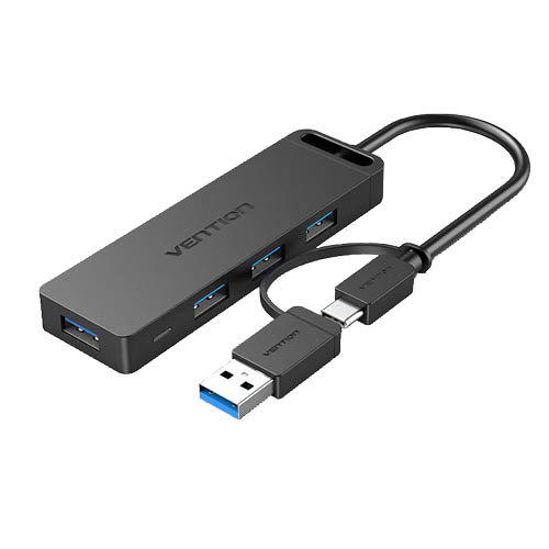 USB eloszt&#243; Vention USB 3.0 4 portos Hub Type-C csatlakoz&#243; + USB 3.0 adapter