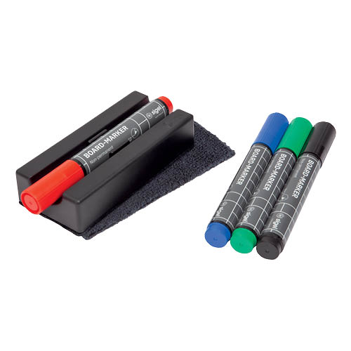 Táblatörlő tolltartóval és 4 táblamarkerrel mágneses SIGEL BA151