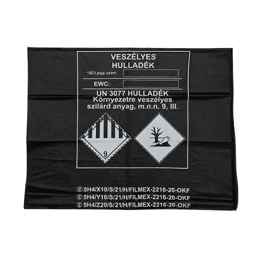 ADR Biztonsági hulladékgyűjtő zsák 60l-es 56x80cm bárcával 25db