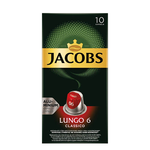 K&#225;v&#233;kapszula Nespresso kompatibilis JACOBS Lungo 6 Classico 10db