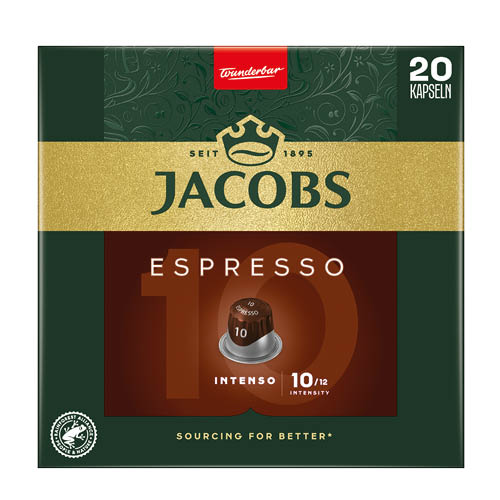 K&#225;v&#233;kapszula Nespresso kompatibilis JACOBS Espresso 10 Intenso 20db