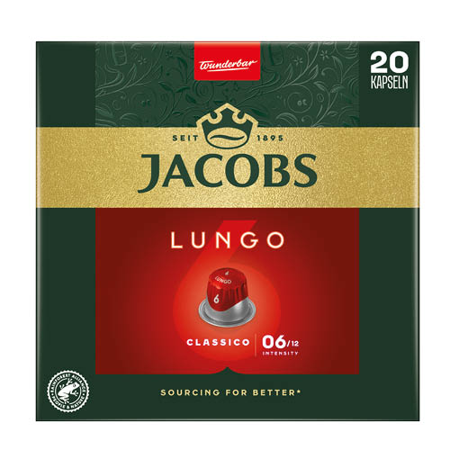 K&#225;v&#233;kapszula Nespresso kompatibilis JACOBS Lungo 6 Classic 20db