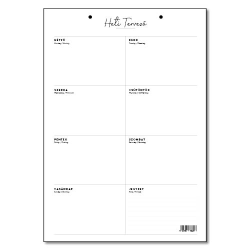 Tervezőnapt&#225;r heti Bianco T111-002