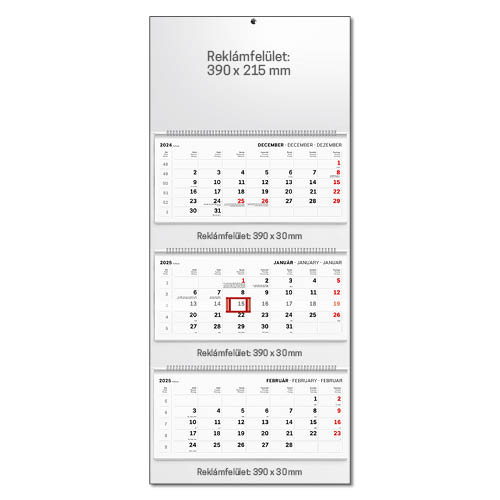 K&#233;pes speditőrnapt&#225;r T082 3 t&#246;mb&#246;s 3 havi spir&#225;los &#252;res fej