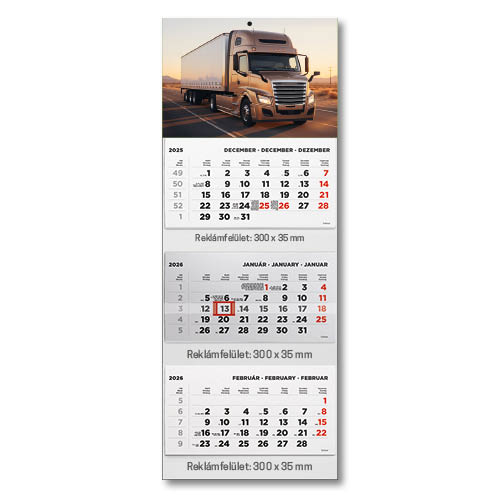 Képes speditőrnaptár T070 3 tömbös 3 havi Kamion