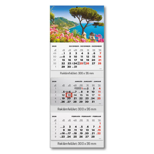 Képes speditőrnaptár T070 3 tömbös 3 havi Táj