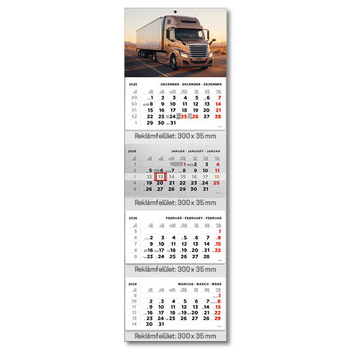 Képes speditőrnaptár T073 4 tömbös 4 havi Kamion