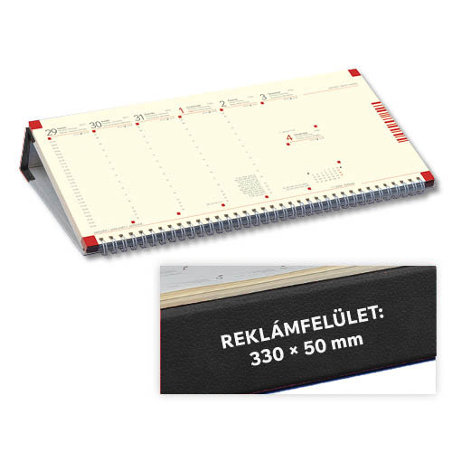 Asztali napt&#225;r fekvő jegyzetblokkos műbőr napt&#225;rh&#225;ttal C050 fekete