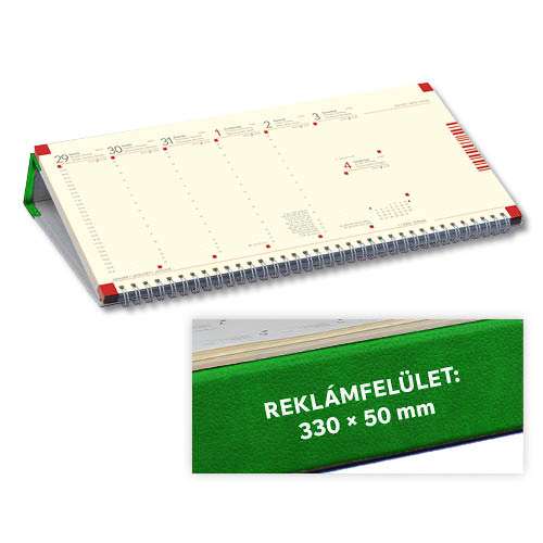 Asztali napt&#225;r fekvő jegyzetblokkos műbőr napt&#225;rh&#225;ttal C050 z&#246;ld