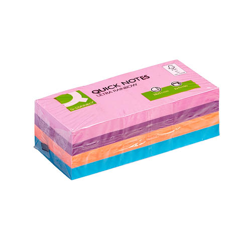 Öntapadós jegyzettömb 38x51mm 12x100lap Q-CONNECT KF02516 Ultra Rainbow