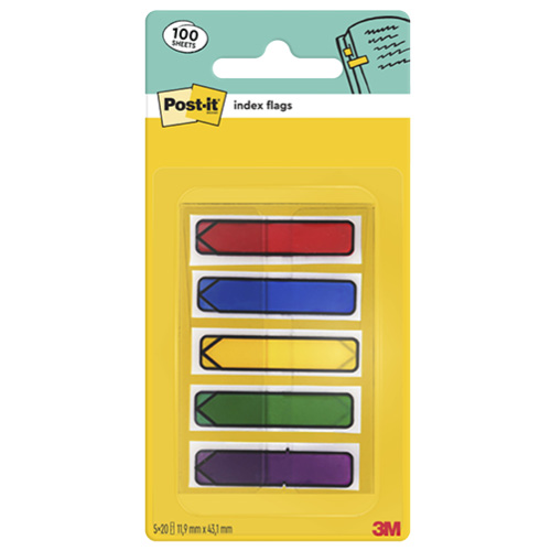 Post-it® Index 684-ARR1 11,9x43,2mm 5x20 keskeny jelölőnyíl