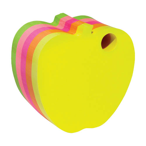 Öntapadós jegyzettömb 70x70x40mm 400lap DONAU alma forma neonmix