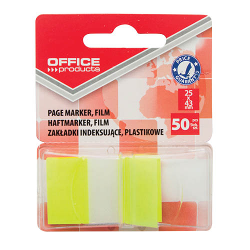 Öntapadós oldaljelölő PP 25x43mm 50címke OFFICE PRODUCTS sárga