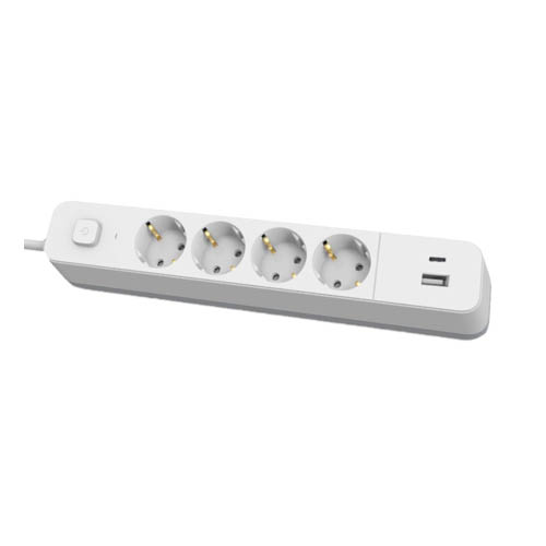 Elosztó 4-es 1,5m kapcsolóval 1xUSB-A + 1xUSB-C 3G1.5