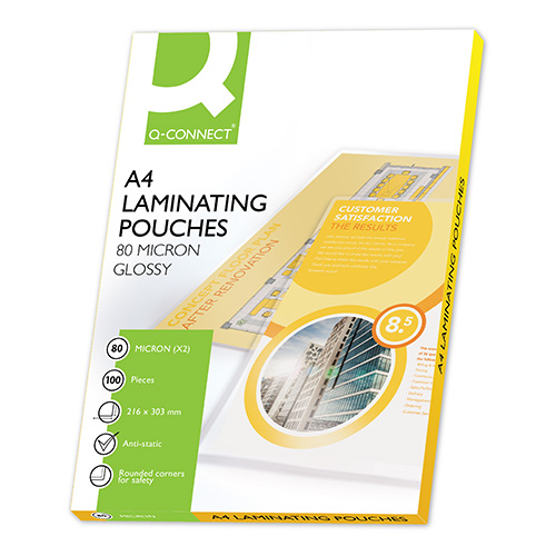 Lamináló fólia A/4 80 mikron fényes Q-CONNECT KF04114