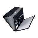 Konferenciamappa harmonika irattartóval VADO bőrhatású, fekete